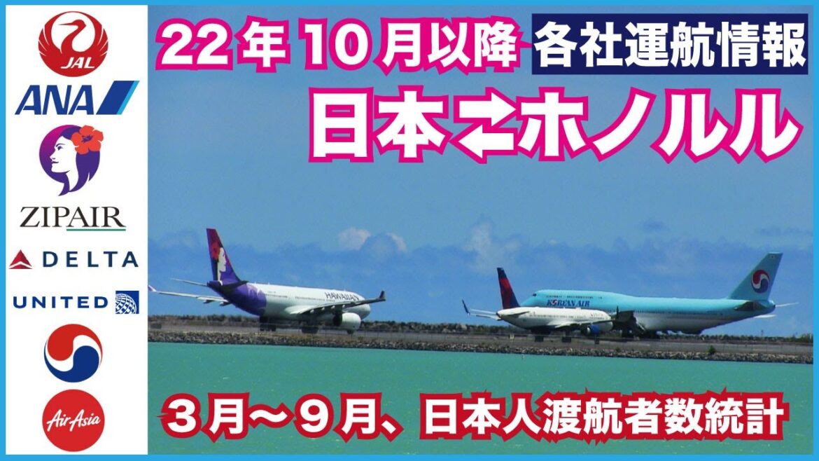 運休継続中のハワイ線、定期便運航状況の最新情報！【2022年10月以降の日本～ホノルル便】航空会社の最新状況一括整理│運航スケジュール・日本航空、全日空、ZIPAIR、ハワイアン、ユナイテッド、デルタ