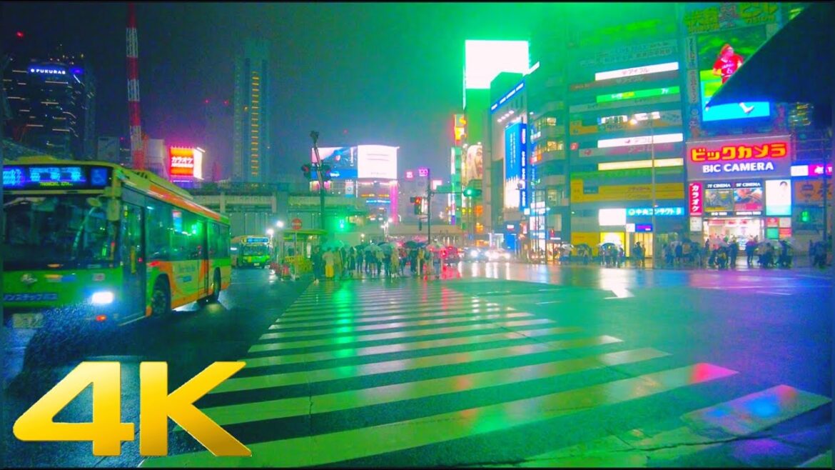 【4K】Night Tokyo Shibuya walking after rain☔