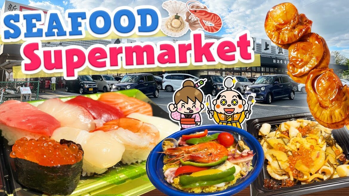 Fish market in Japan! Japanese Seafood such as sushi and sashimi