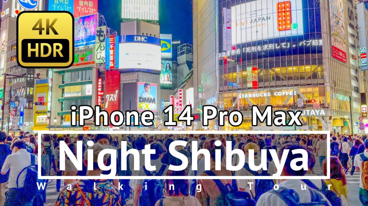 [ iPhone 14 Pro Max Test 2: Action Mode ] Night Shibuya Walking Tour - Tokyo Japan [4K/HDR]