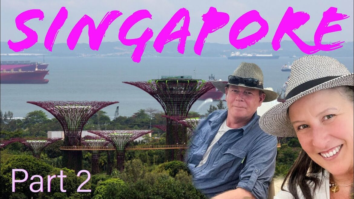 Marina Bay views from Parkroyal and Merlion 50th celebration lights - Singapore 2022