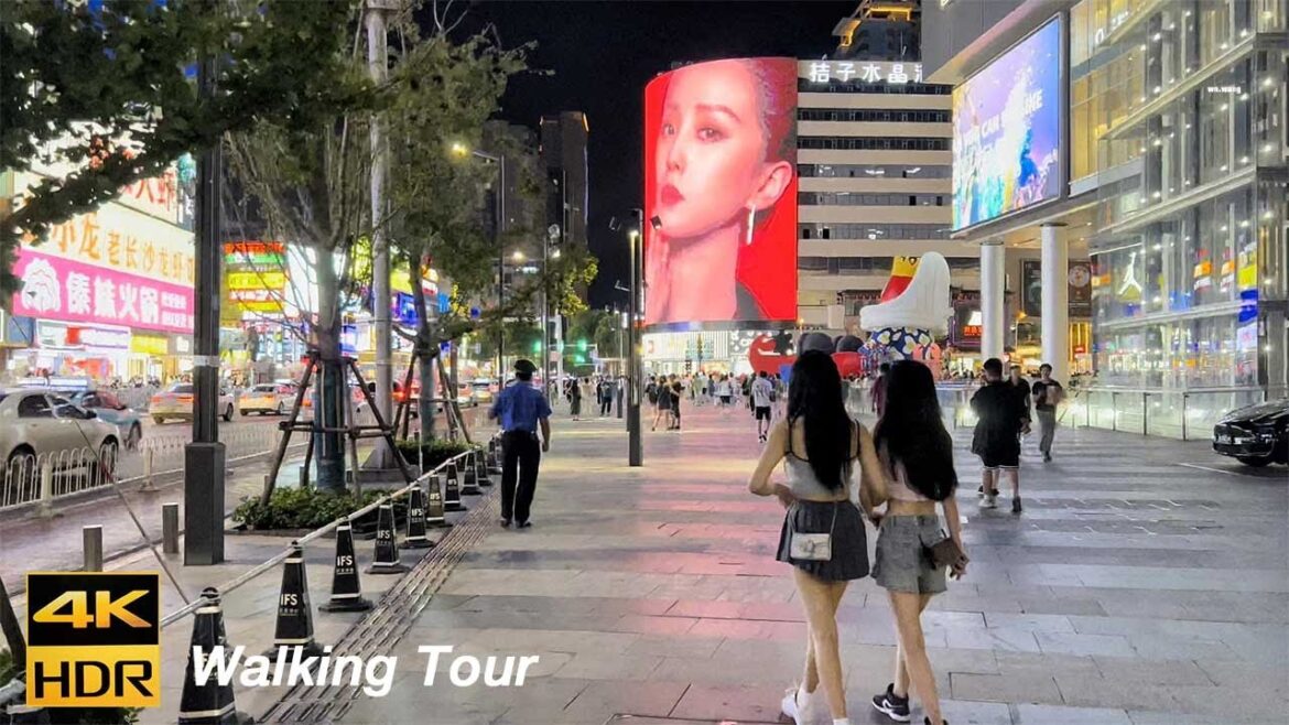 Central Changsha Night Walking Tour 4K HDR | Hunan, China | 湖南長沙