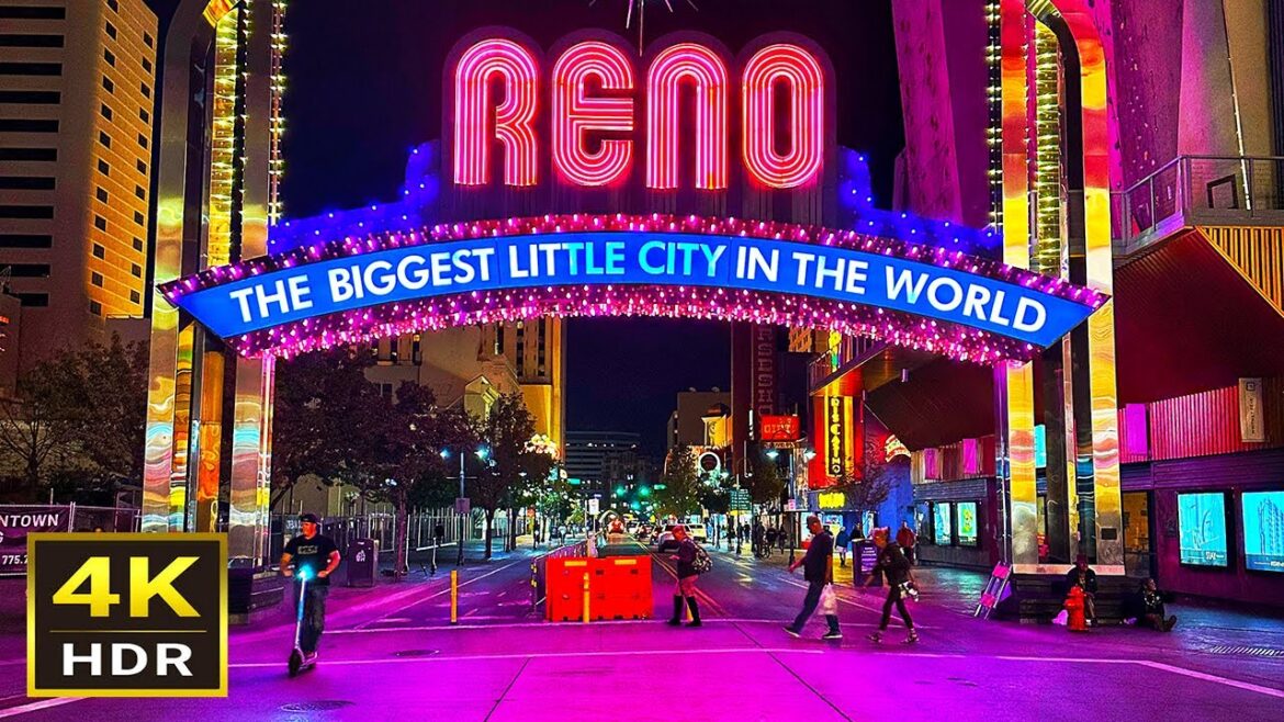 Reno, Nevada Night Walking Tour [4K HDR] October 2022