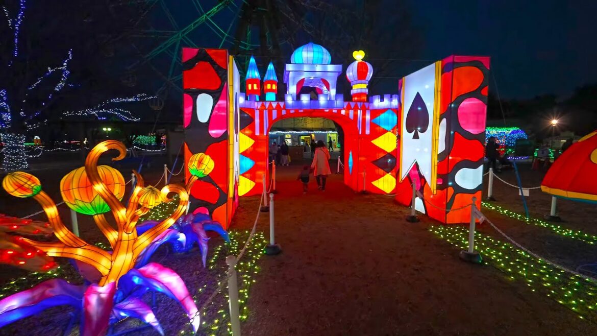 Japan - Walking from day to night with Christmas lights in Tobu Zoo ・4K HDR