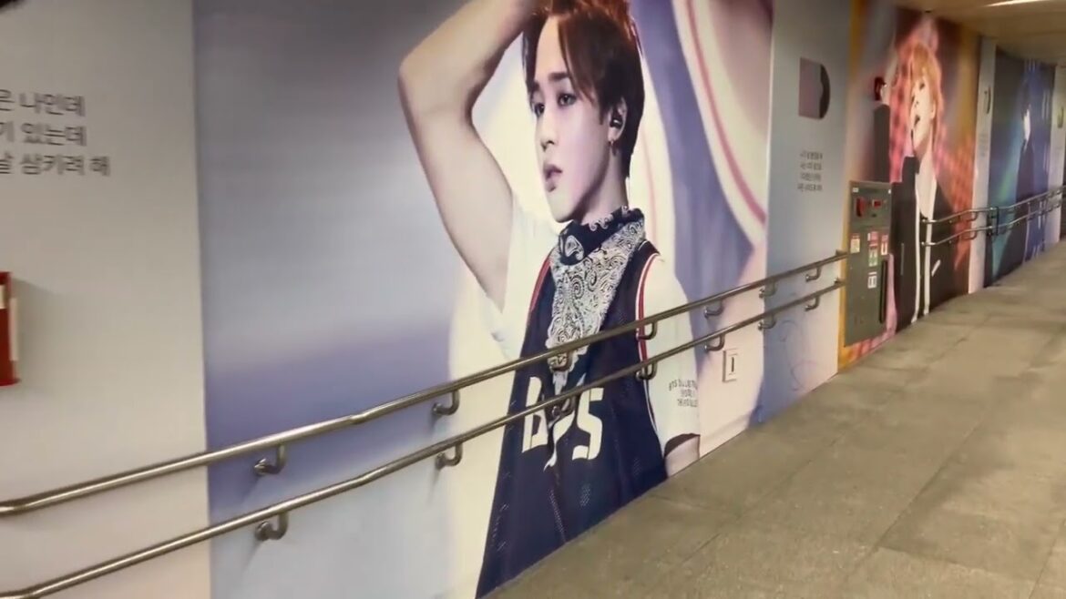 韓国・釜山アジアド主競技場の最寄駅、総合運動場の地下通路にBTSのメンバーが