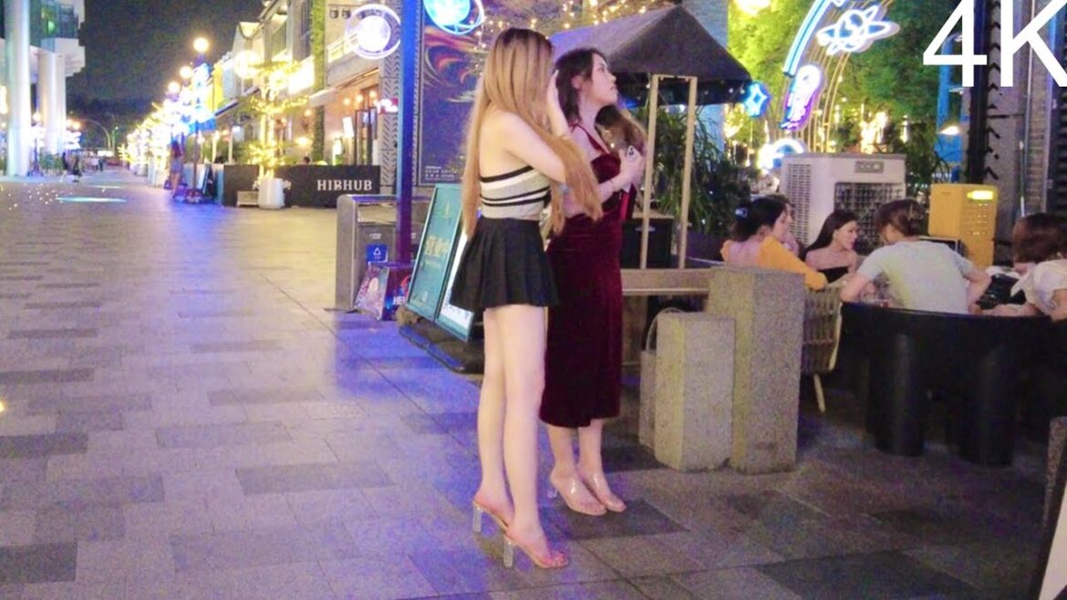 4K街拍廣州夜生活 廣州市第一座跨江橋nightlife,China walk,China Street,Guangzhou,China girl