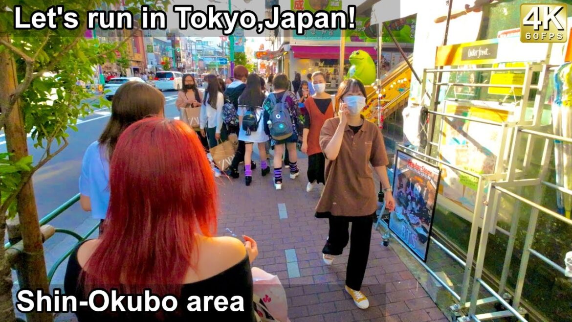 4K 60fps // Let's run in Tokyo,Japan!  Japan,Shinjuku area→Shinjuku Kabukicho area→Shin-Okubo area