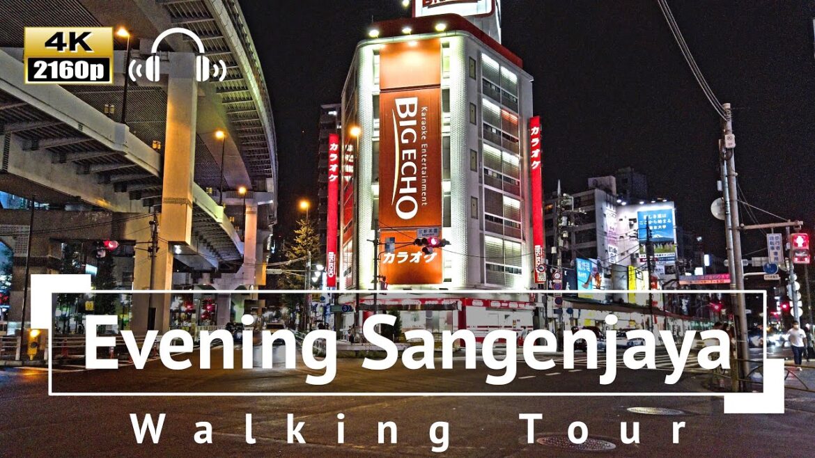[4K/Binaural Audio] Evening Sangenjaya Walking Tour - Tokyo Japan