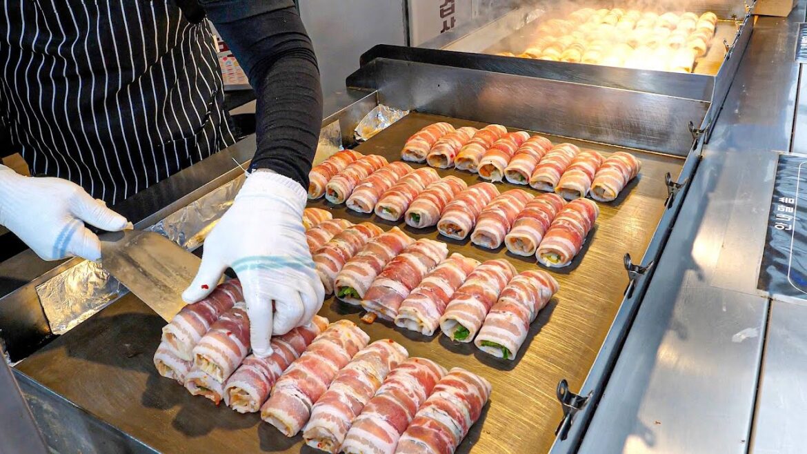 하루 1000개씩 팔리는 삼겹살말이? 줄서서 먹는 압도적인 치즈김치말이 삼겹살 / Amazing Cheese Bacon Kimchi Roll / Korean Street Food 하루 1000개씩 팔리는 삼겹살말이? 줄서서 먹는 압도적인 치즈김치말이 삼겹살 / Amazing Cheese Bacon Kimchi Roll / Korean Street Food