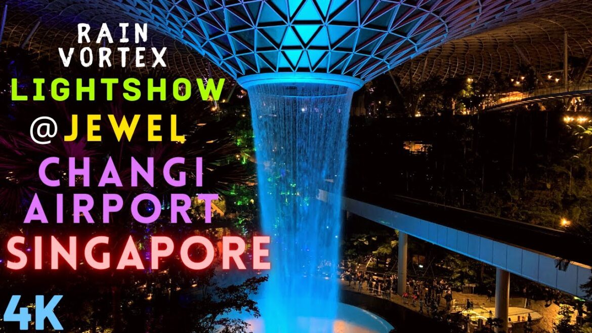 Rain Vortex Light & Sound Show@Jewel Singapore Changi Airport: World’s Tallest Indoor Waterfall 4K
