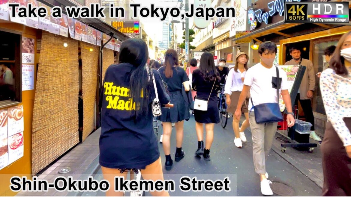 4K 60fps HDR// Take a walk in Tokyo, Japan,Kita-Shinjuku area→Shin-Okubo Sta.→Higashi-Shinjuku Sta.