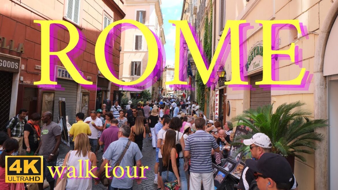 [4K] Rome Italy walk tour, city mess, chaotic but beautiful, dirty but impressive, crowds of tourist