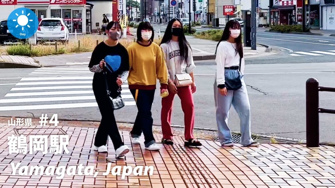 ⁴ᴷ Yamagata: Tsuruoka Station (鶴岡駅)  / Yamagata #3: Japan Walking Tour 2022