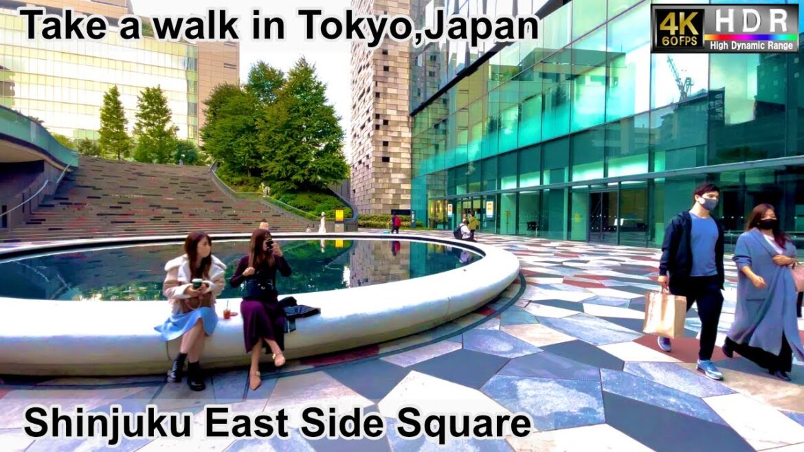 4K 60fps HDR// Take a walk in Tokyo, Japan, Higashi Shinjuku→Shinjuku East Side Square→Tomihisacho