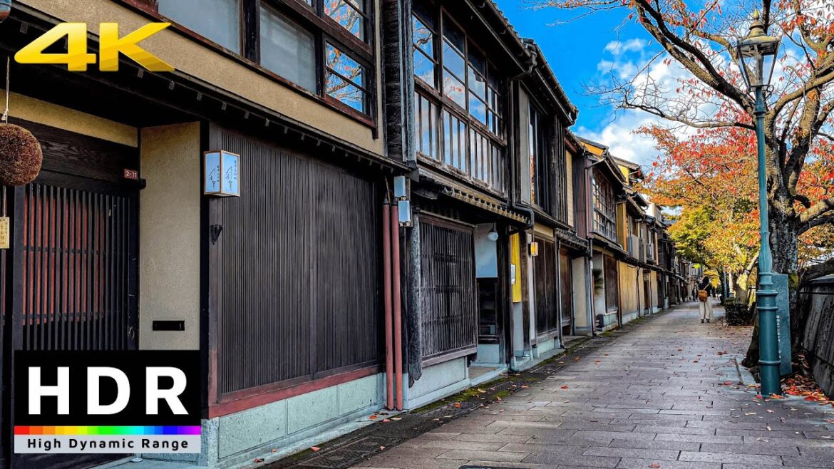 【4K HDR】Walk in Kanazawa Kazuemachi Chayagai Tea House District - Autumn 2020