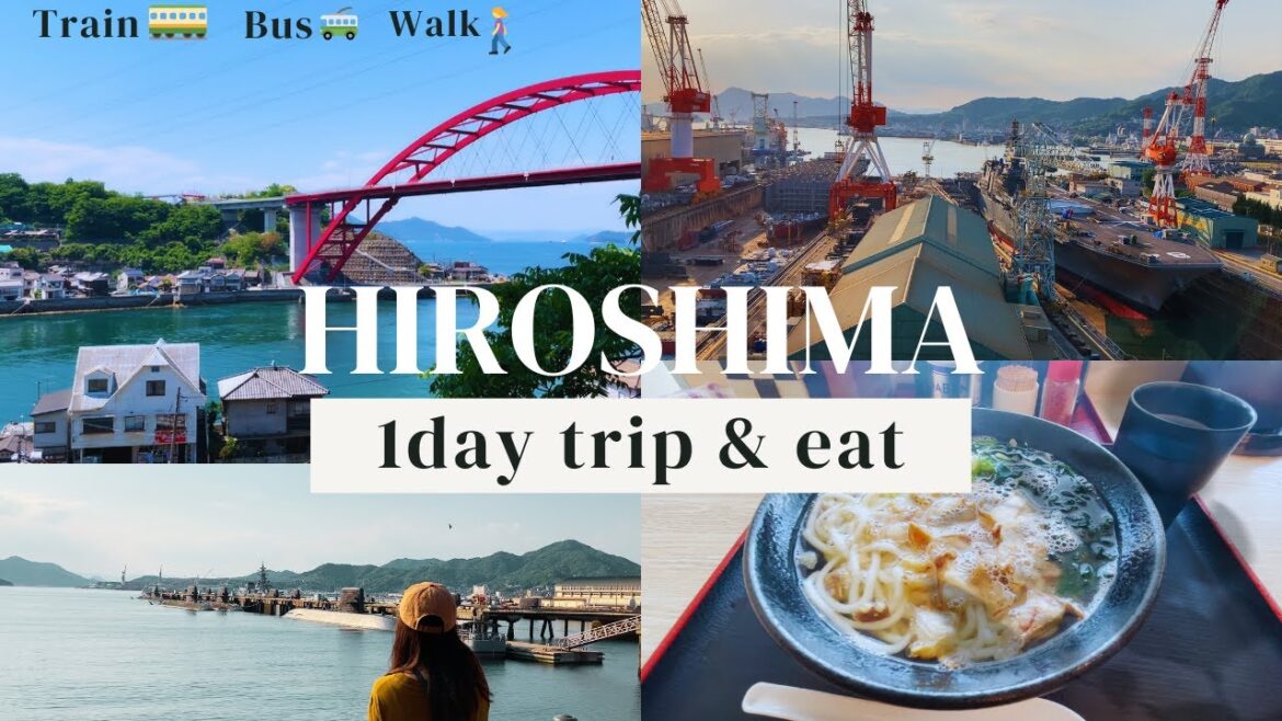 [Hiroshima JAPAN🇯🇵] Trip to the port city of Kure. Local trains, buses, food (udon, sushi🍣)