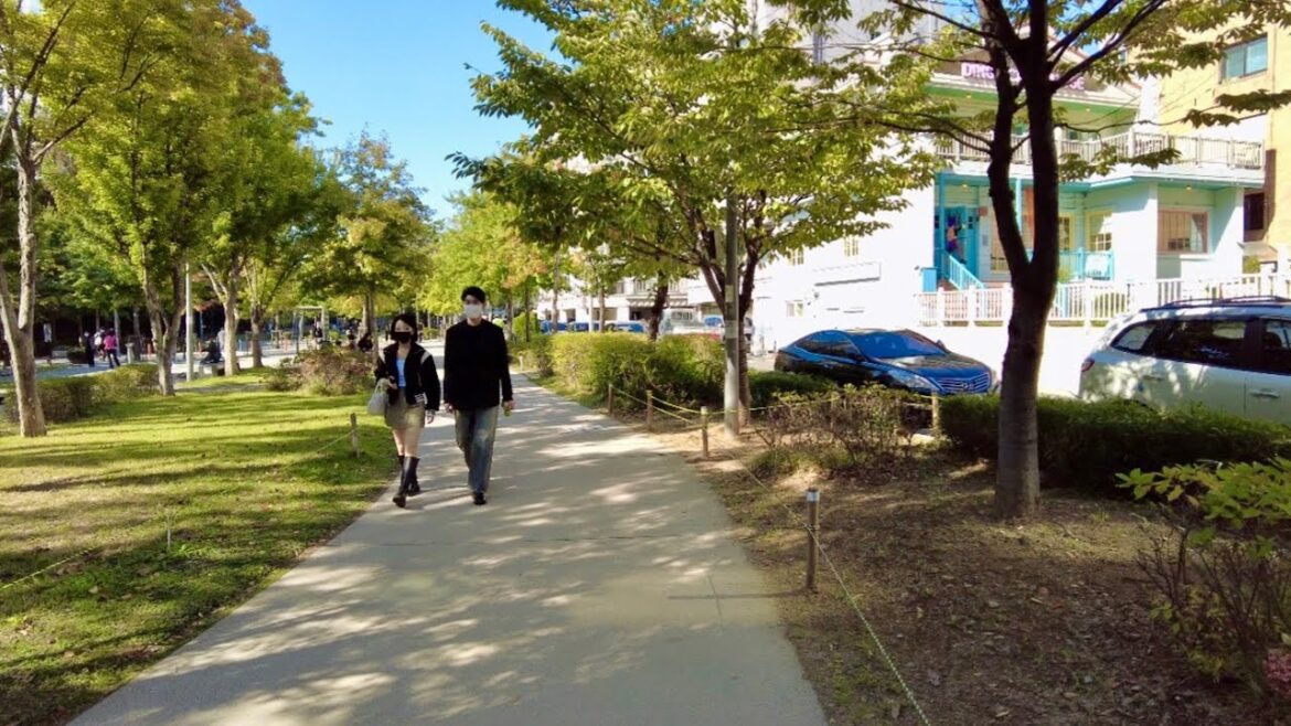 [4K] Autumn Walk in Gyeongui Line Forest Park and Streets of Yeonnam-dong, Seoul