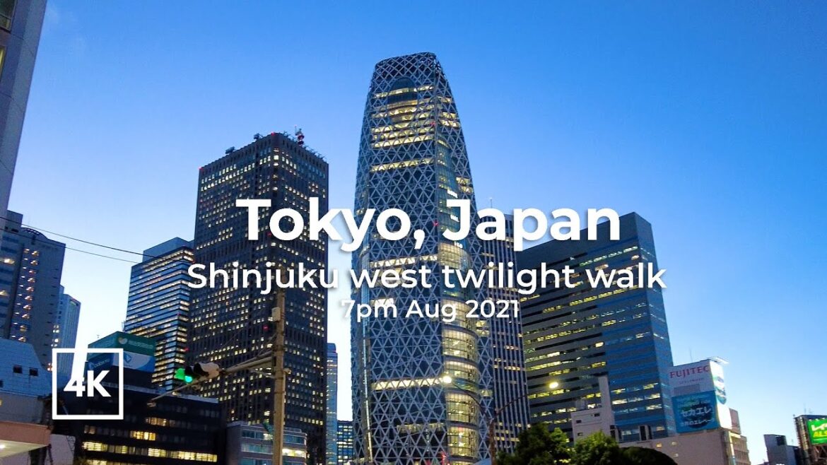 [4K] Tokyo walk tour |Japan| Shinjuku at twilight |Magic hour Tokyo skyline |Night walk with Caption