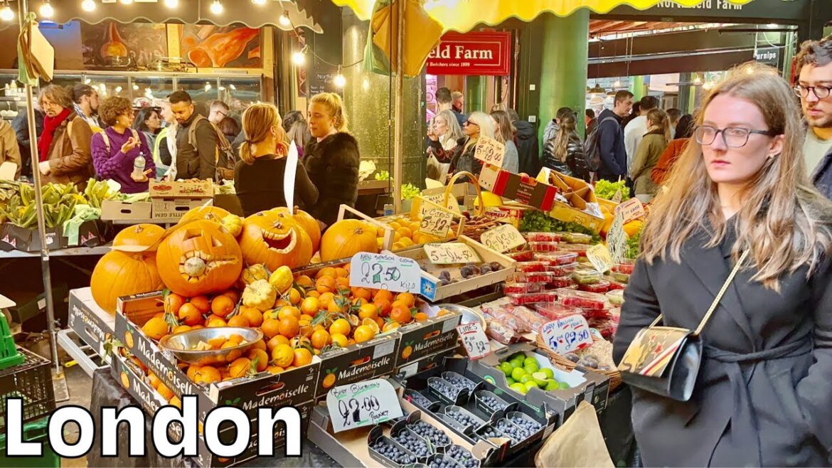 England 🏴󠁧󠁢󠁥󠁮󠁧󠁿 London Walk, Borough Market Walking Tour | London Famous Street Food | 4k HDR