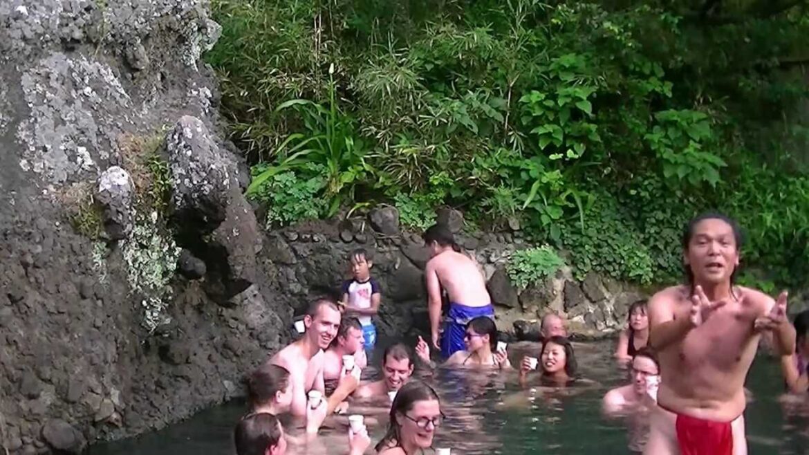 Natural mix spa in Japan , Onsen experience （混浴露天風呂、伊豆）