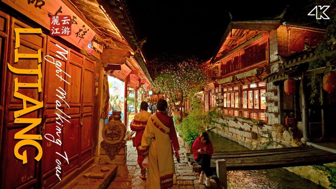 Walk China 4K - Lijiang at Night Street Walking - Summer 2022