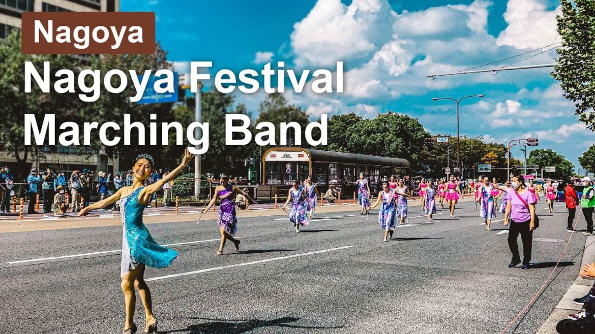 【Nagoya 💖】Walk Japan - Nagoya Festival Marching Band in Sunny day  ASMR 나고야 นาโกย่า