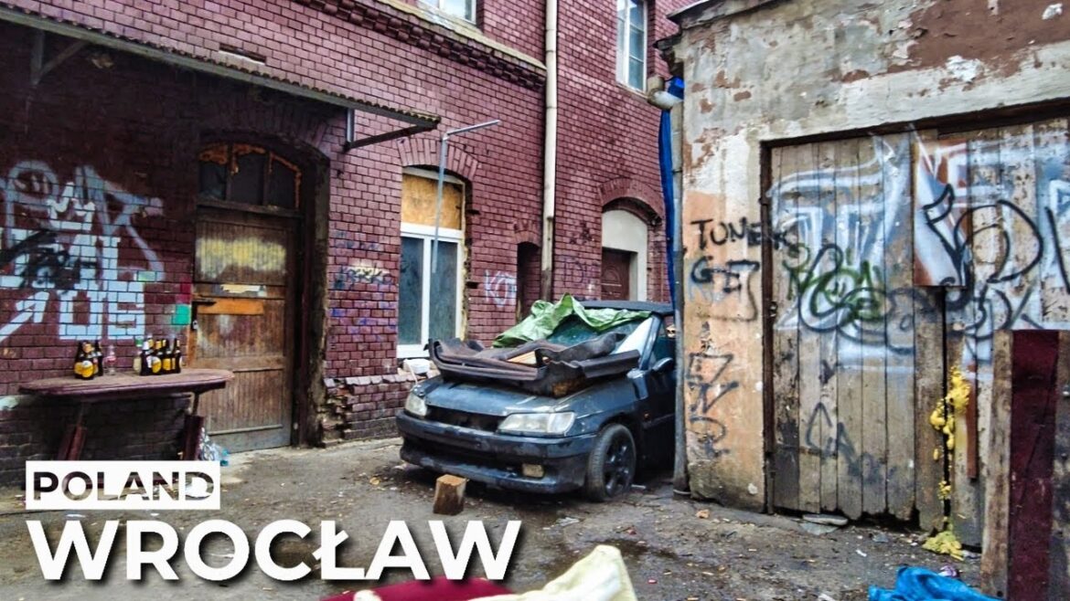 【4K】Walking in Worst District of Wrocław, Poland