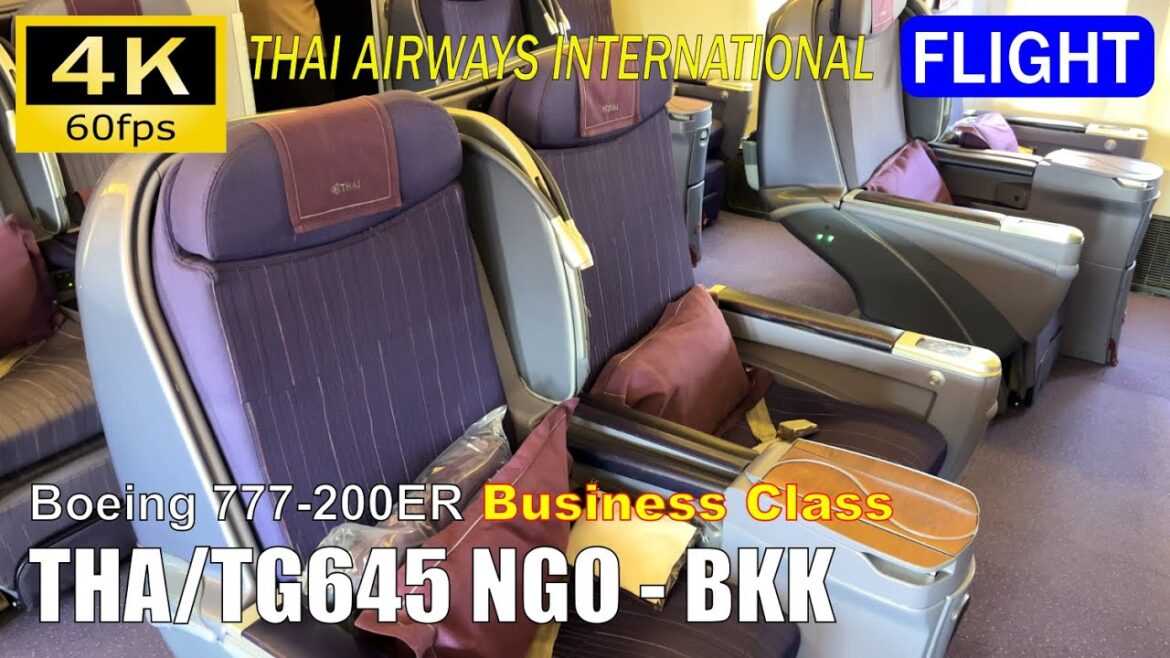 【Flight Report】Thai Airways International, B777-200ER Business Class:  Nagoya NGO - Bangkok BKK [4K]