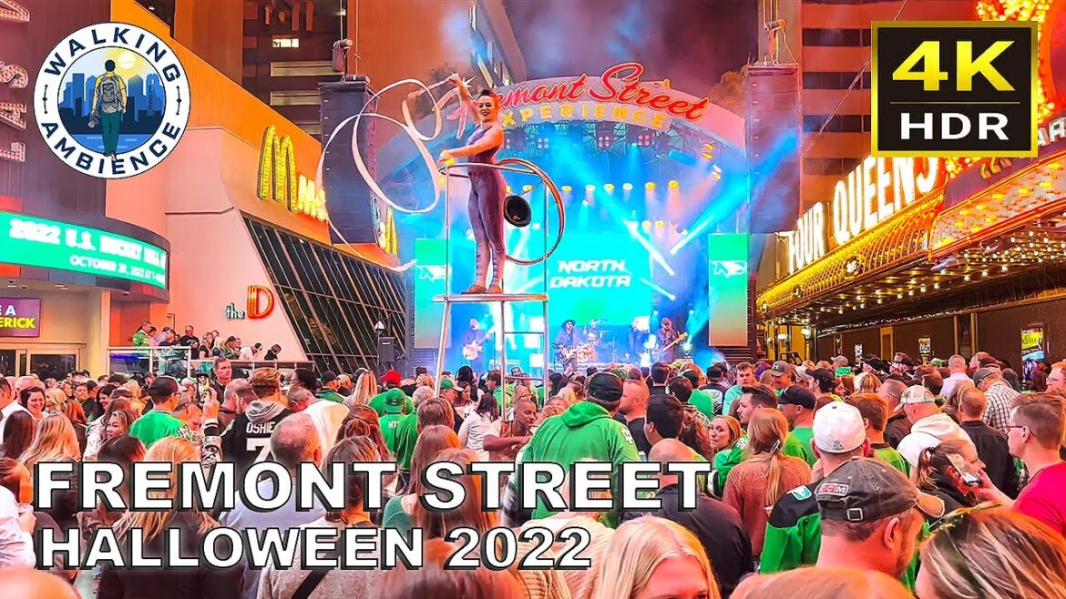 [4K HDR] Fremont Street Halloween Weekend 2022 Walking Tour | Downtown Las Vegas