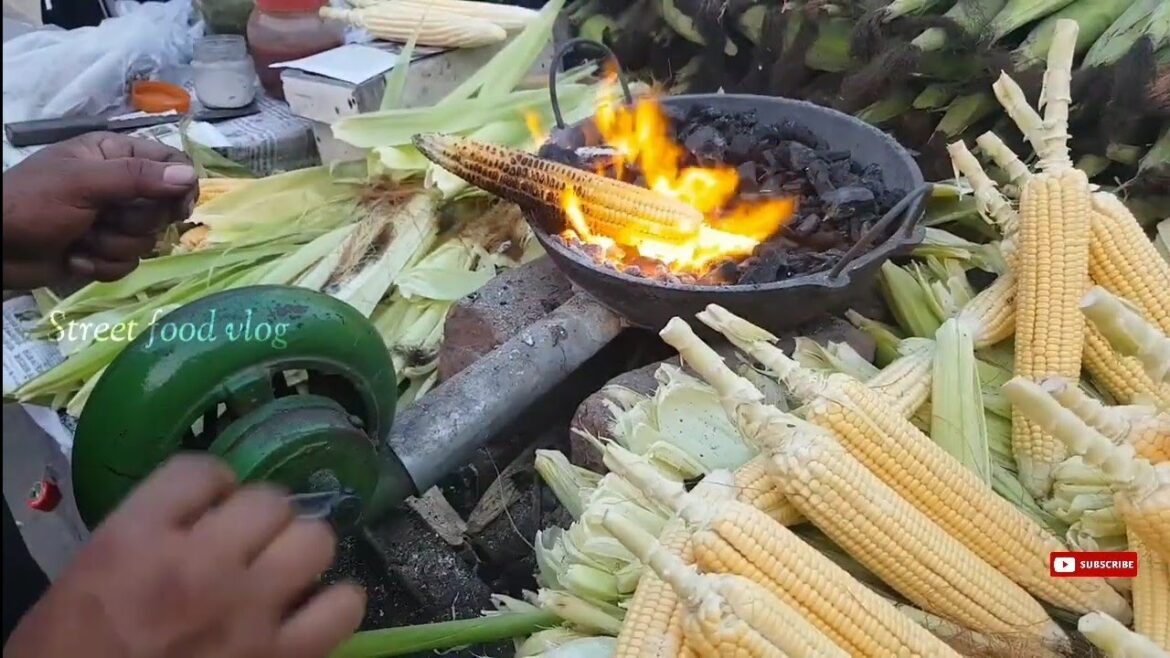 Street food corn fire spicy - spicycorn fire @Street Food Vlog