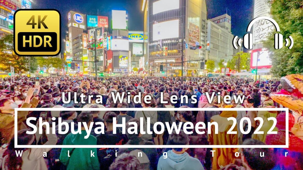 [Ultra Wide Lens View: iPhone 14 Pro Max] Shibuya Halloween 2022 - Tokyo Japan [4K/HDR/Binaural]