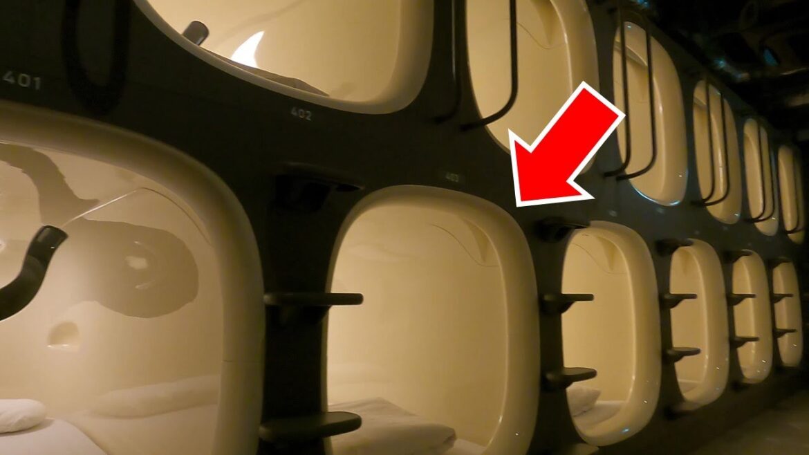 Cheap and futuristic Capsule Hotel in Tokyo. 9h ninehours Travel Vlog