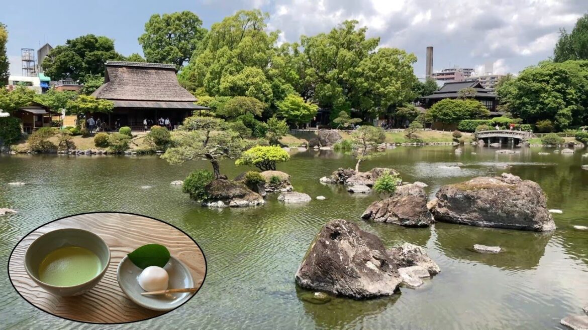 Japanese-style garden and Matcha in Kumamoto, Kyushu, Japan