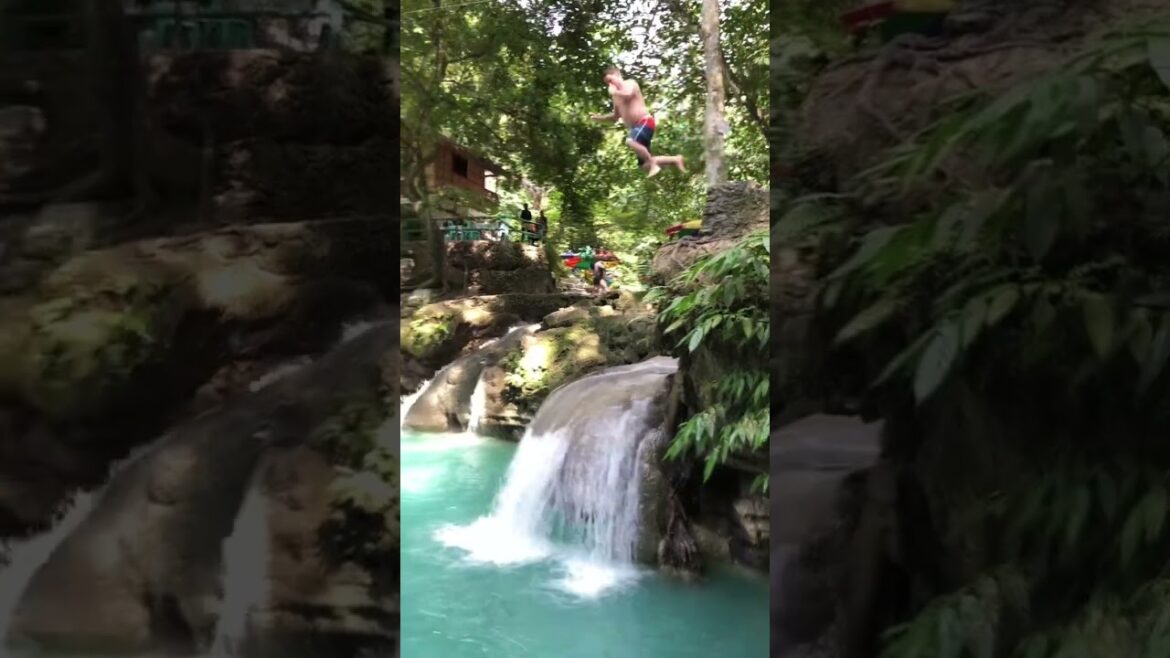 Old guy barely clears rock 🪨 at bottom of Kawasan Falls 💦 Philippines 🇵🇭