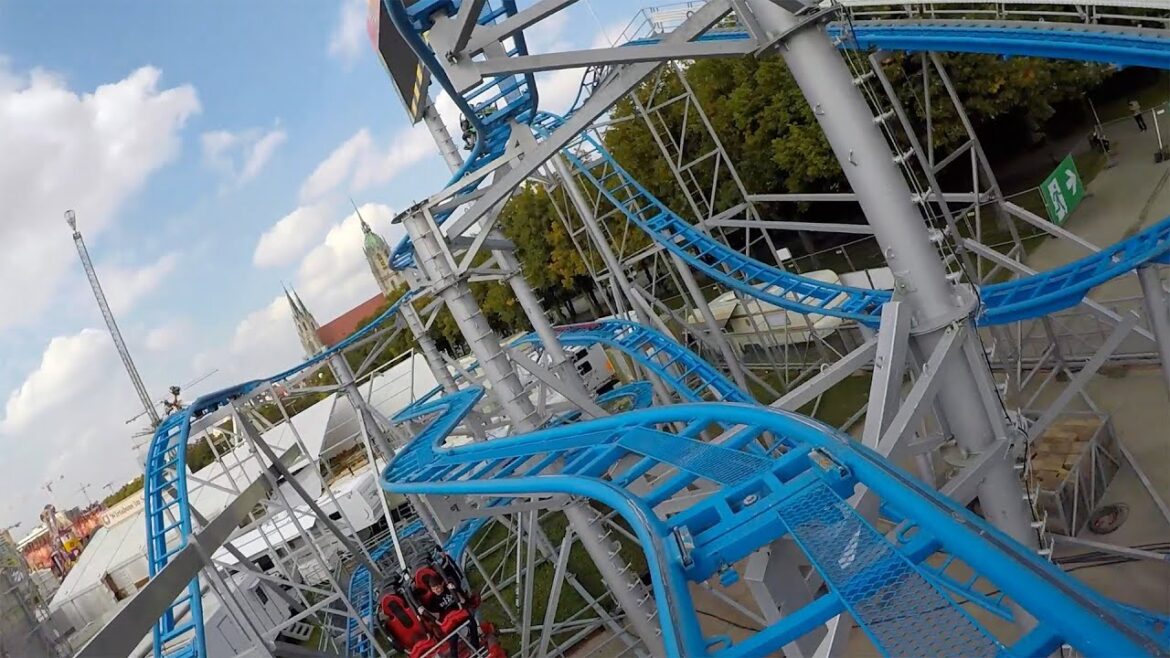 INSANE Swinging Roller Coaster - Oktoberfest Germany Front Seat POV
