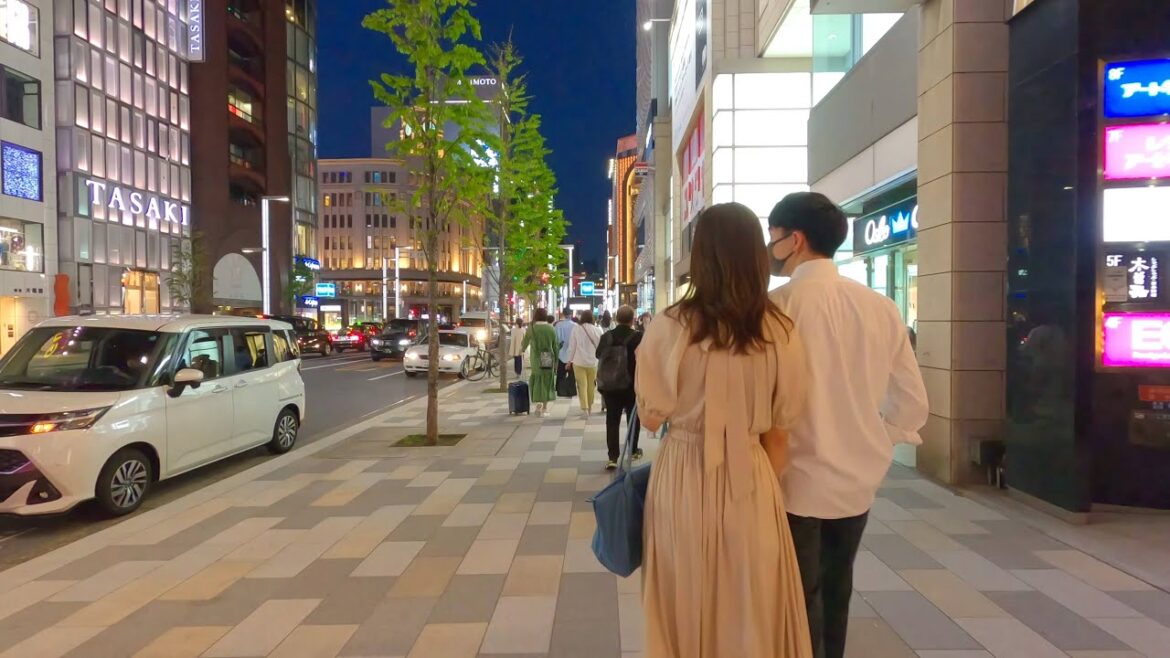 【4K】Tokyo, Ginza Night Walk -  Luxury Shopping District