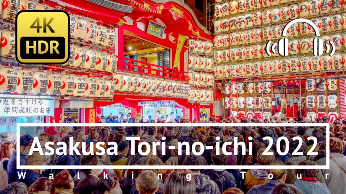 Asakusa Tori-no-ichi 2022 Walking Tour - Tokyo Japan [4K/HDR/Binaural]
