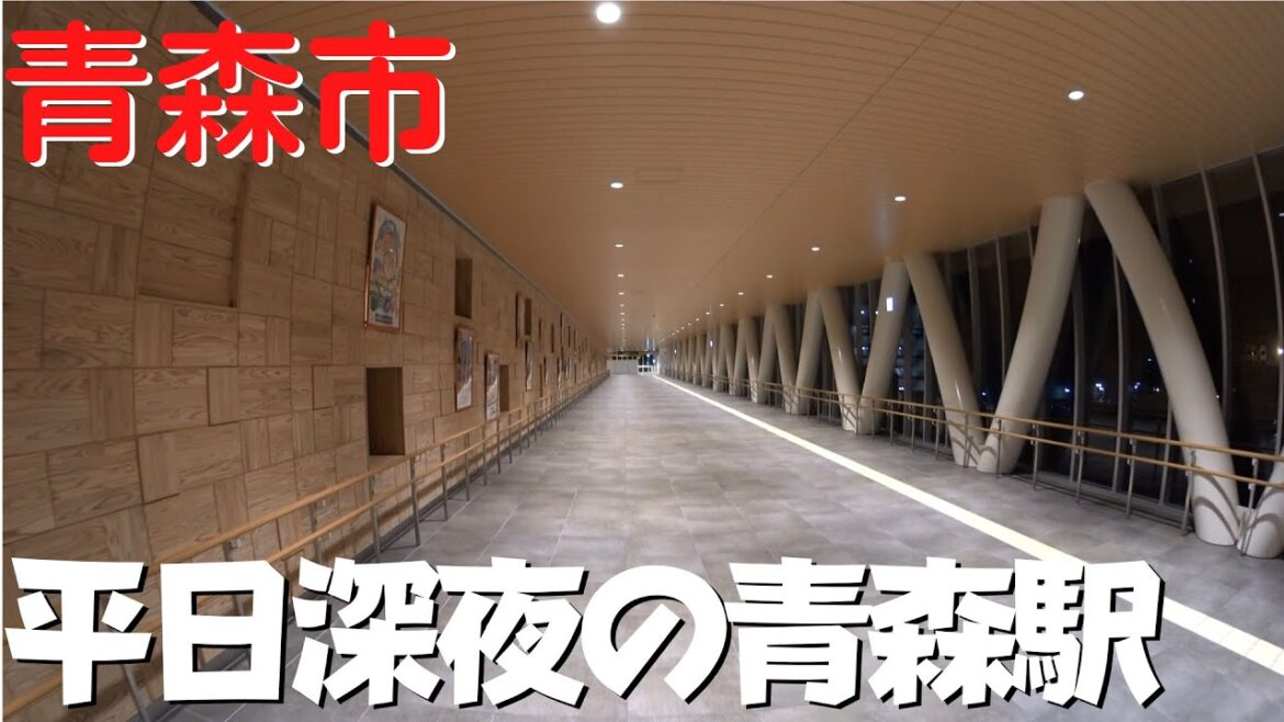 【青森市の観光】 深夜の青森駅を散策 西口と東口をつなぐ東西自由通路は24時間通行可能です【青森県青森市】