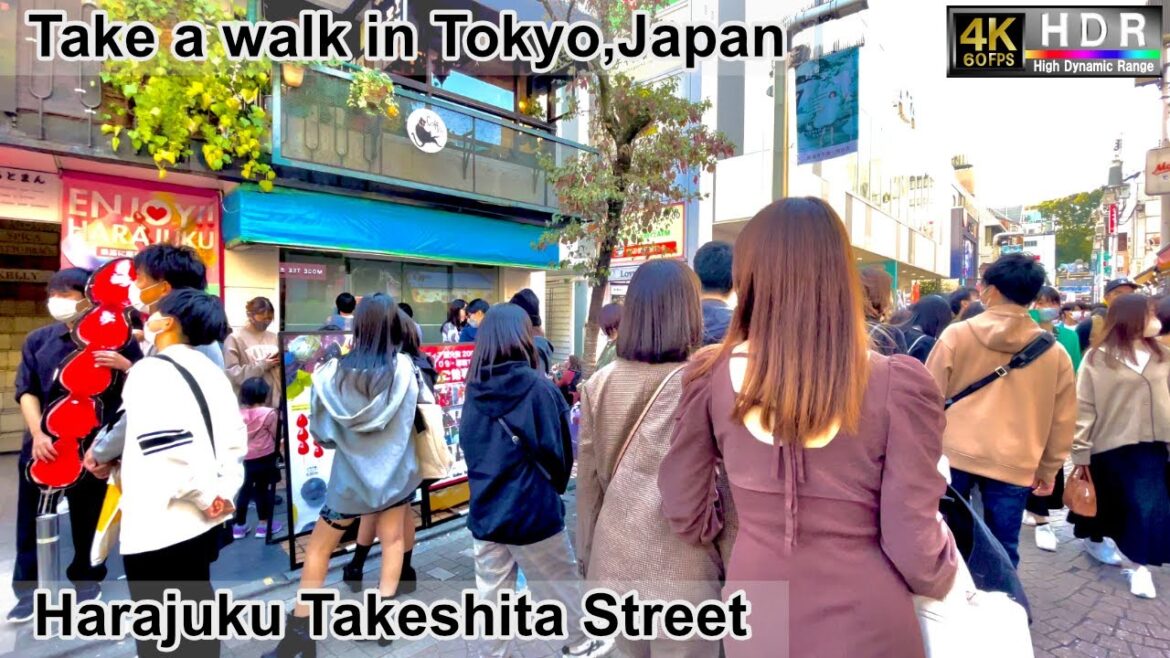 4K 60fps HDR// Take a walk in Tokyo, Japan, Harajuku Takeshita Street→Omotesando→Meiji-Jingumae Sta.