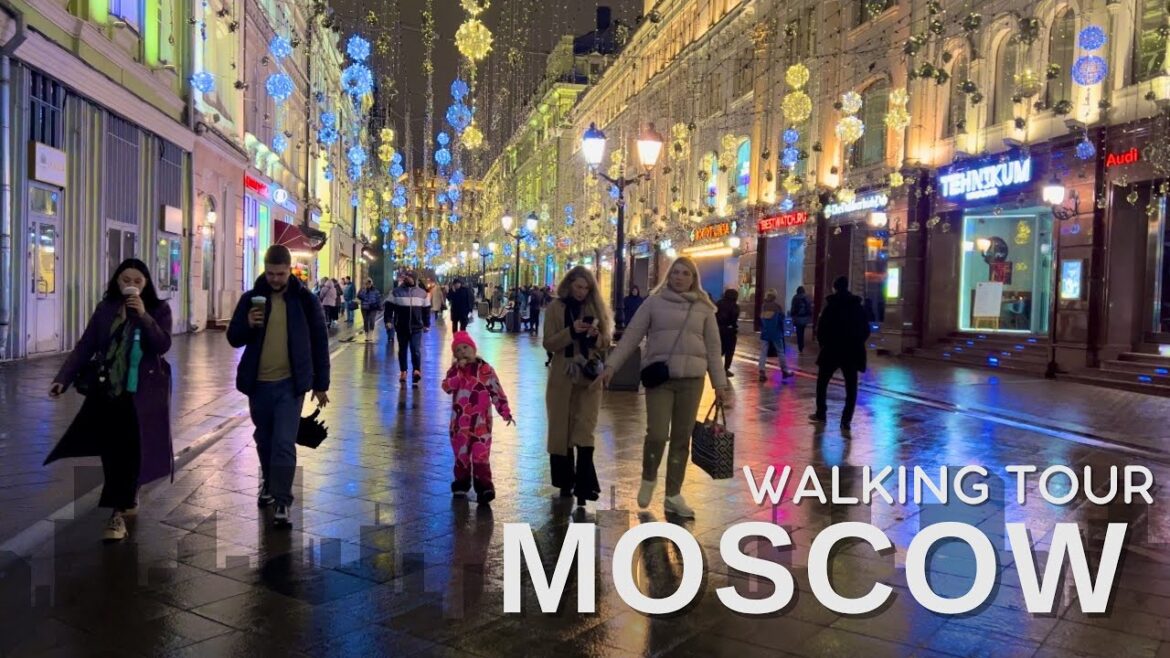 Moscow Night Walk. Nikolskaya and Tverskaya Street #moscow #russia 🇷🇺4K