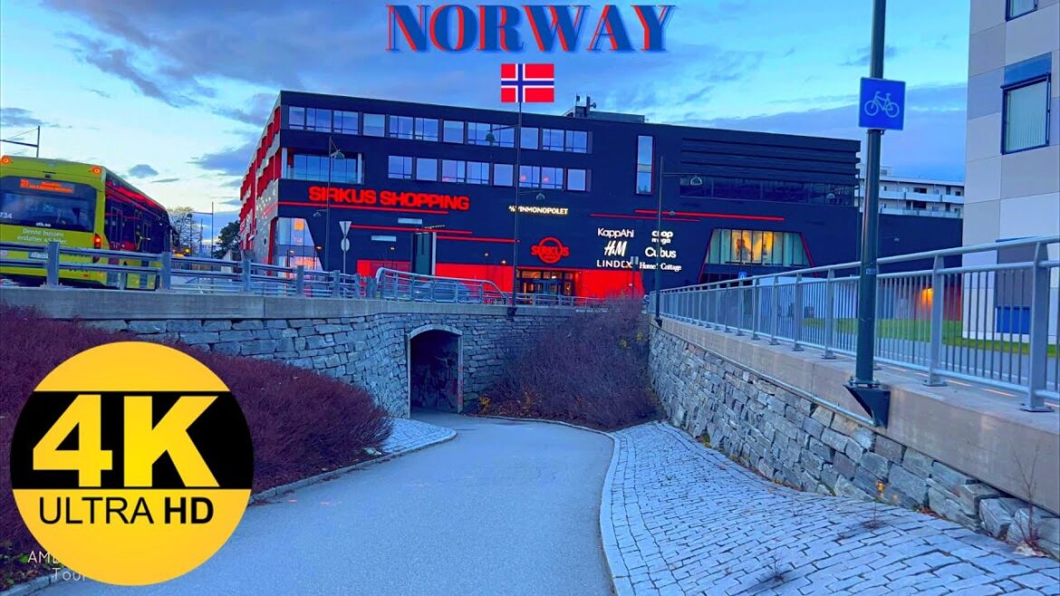 【4K】Autumn Morning Walking Tour / Taking A Walk In NORWAY - Trondheim (Lade-Sirkus) Gå Turer I Norge