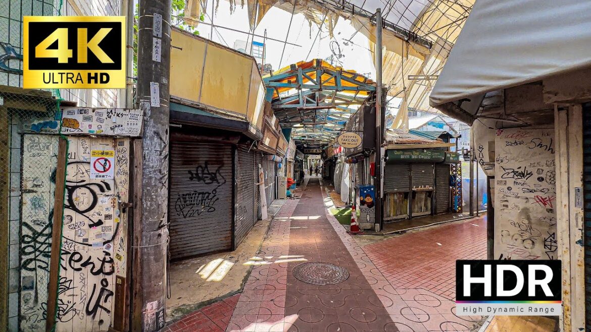 【4K HDR】 The most famous Local Shopping Streets & Residential area in Okinawa - Japan Real life