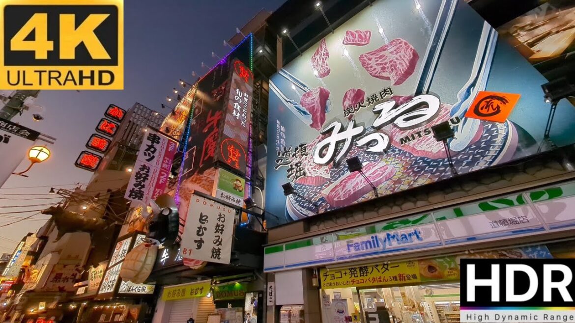 Osaka Japan - Walking Through Dotonbori At Dusk // 4K HDR