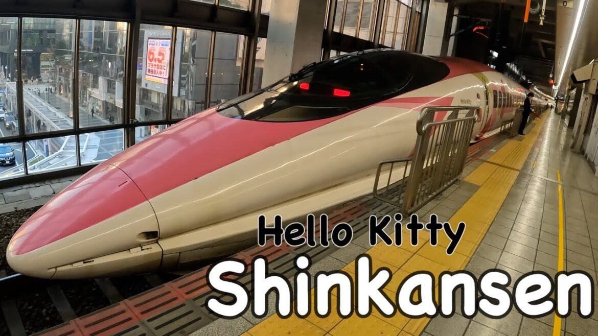 Riding Japan's Hello Kitty Bullet Train from Osaka to Hakata Station #train #japantravel #hellokitty