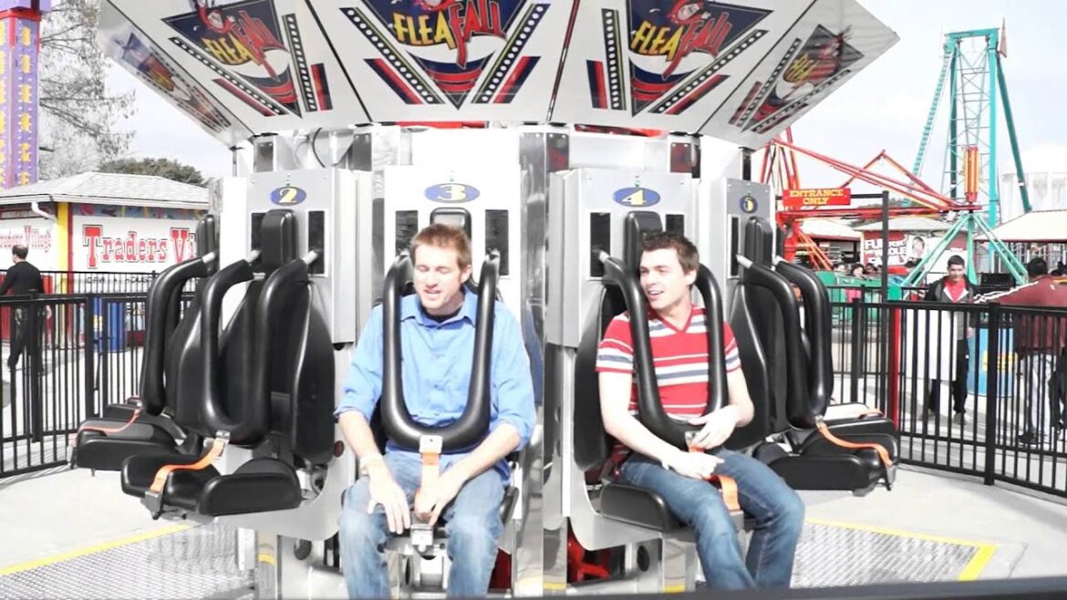 Awesome freefall ride at Traders Village theme park!