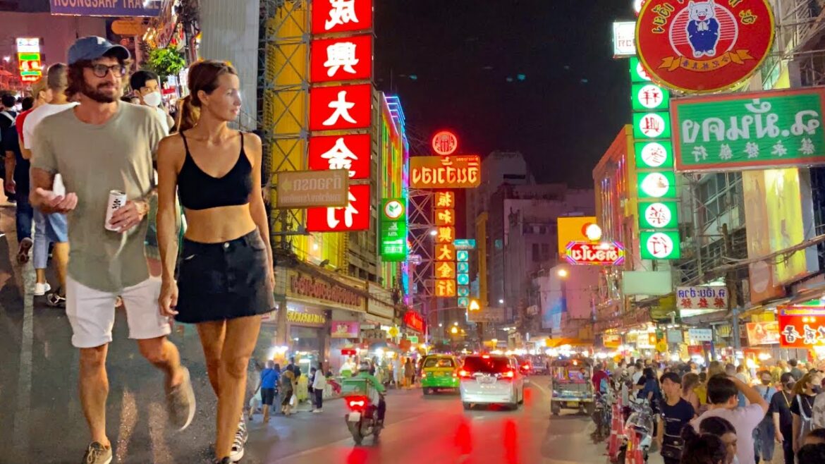 🇹🇭 Best Street Food In Chinatown. Walk. Bangkok, Thailand 2022