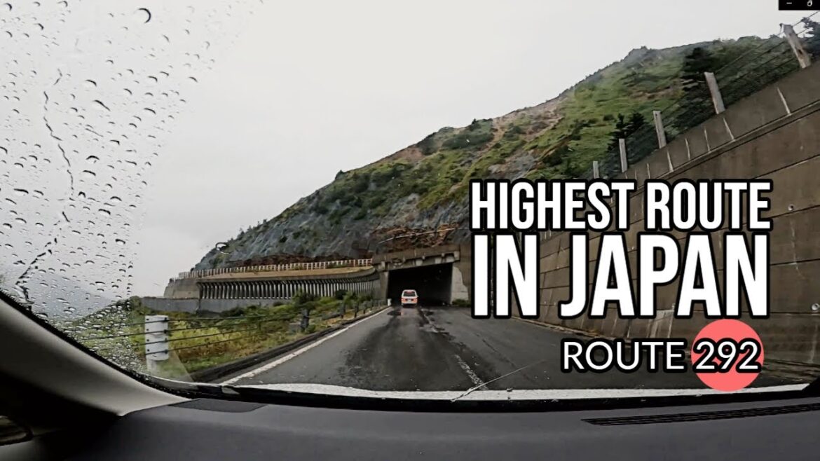 Japan's Highest Rt. in a Typhoon. Rt. 292.  (500% speed) Kusatsu, Gunma to Shiga Highlands, Nagano