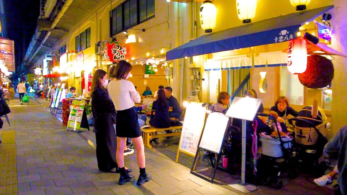 🔴Osaka Walk. Fukushima is a bar town ♪🐶💖4K ASMR non-stop 1 hour 01 minutes