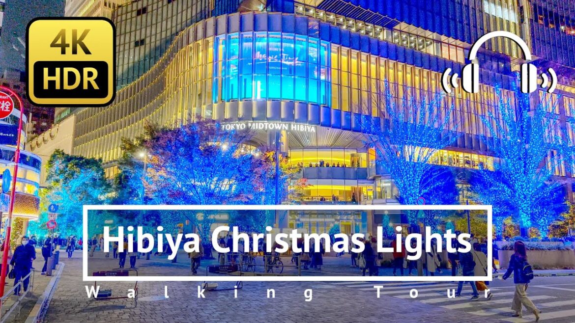 Tokyo Hibiya Christmas Lights Walking Tour - Tokyo Japan [4K/HDR/Binaural]