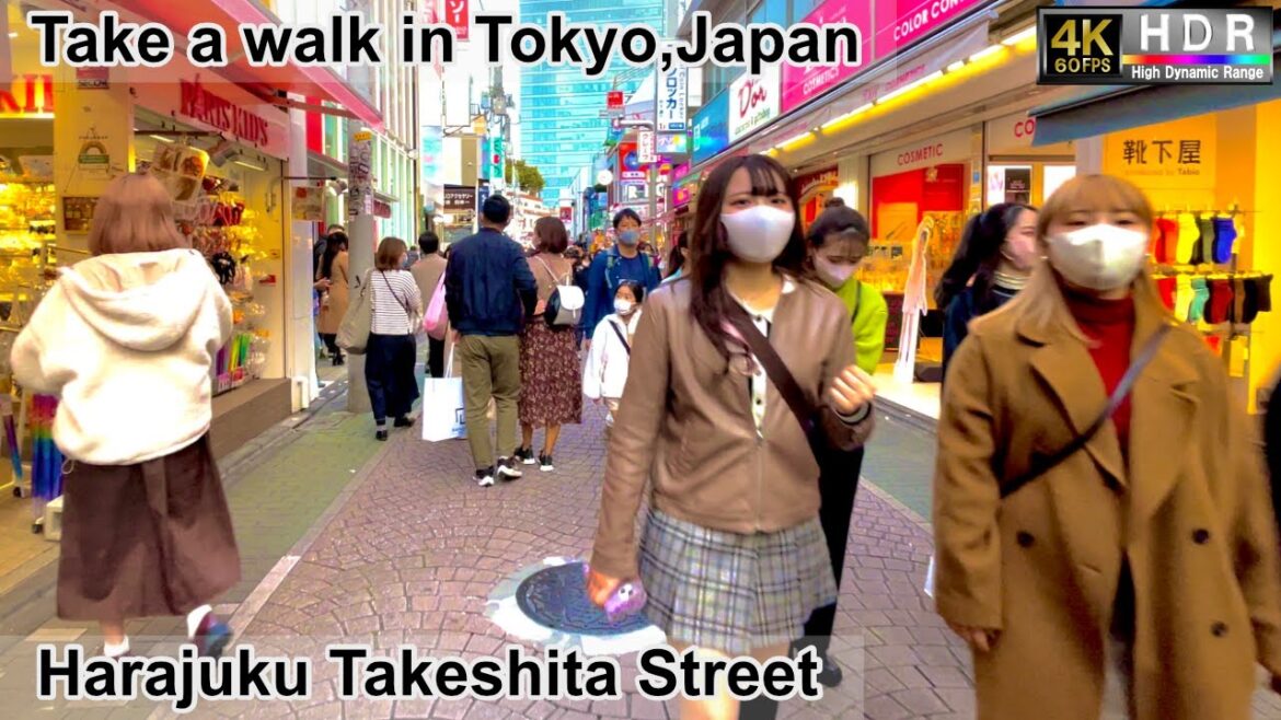 4K 60fps HDR// Take a walk in Tokyo, Japan, Omotesando Avenue→Harajuku Takeshita St.→Meiji Dori Ave.